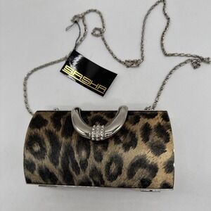 Sasha Hard Shell Clutch Bag Handbag -Jaguar Cheetah Leopard Animal Print New